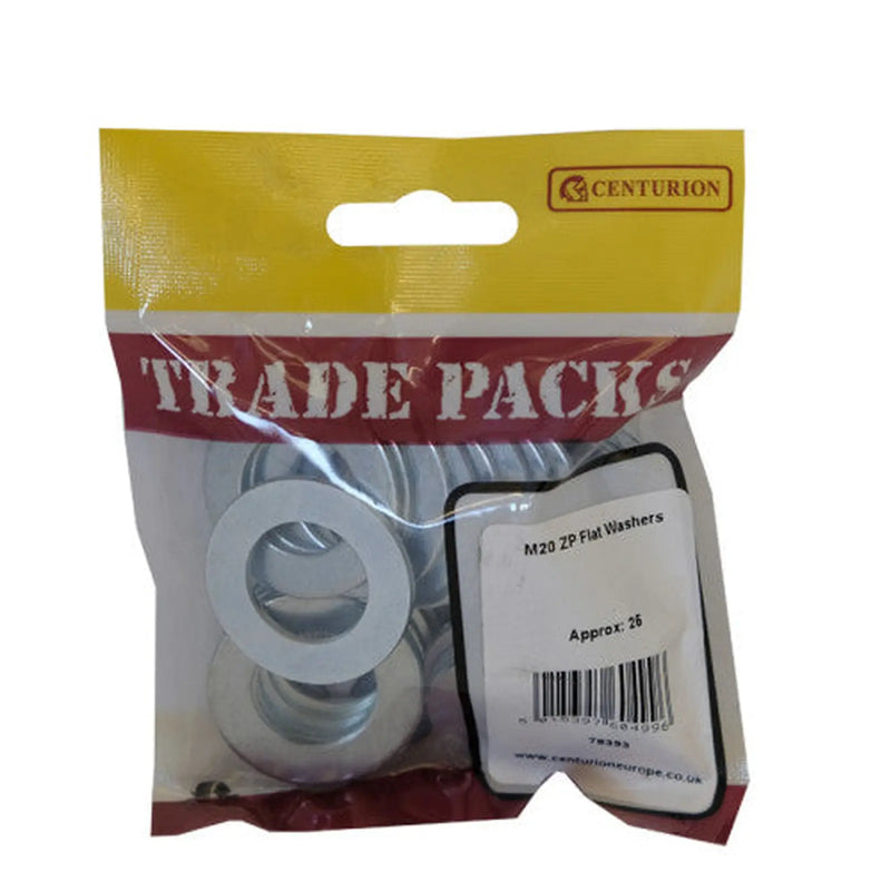 Flat Washers - Zinc Plated - M20 - Pack of 25