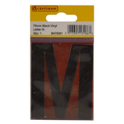 75mm Black Helvetica Bold Condensed Style Vinyl Letter M - Pack of 10