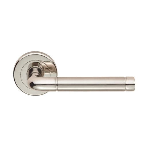 Quaranta Lever On Sprung Screw-On Round Rose - Polished Nickel/Satin Nickel