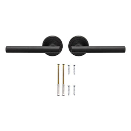 Settanta Lever On Sprung Screw-On Round Rose - Retail Pack - Matt Black
