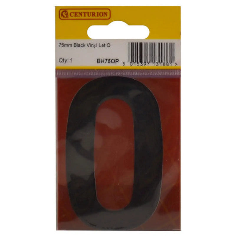 75mm Black Helvetica Bold Condensed Style Vinyl Letter O - Pack of 10