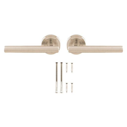 Settanta Lever On Sprung Screw-On Round Rose - Retail Pack - Satin Nickel