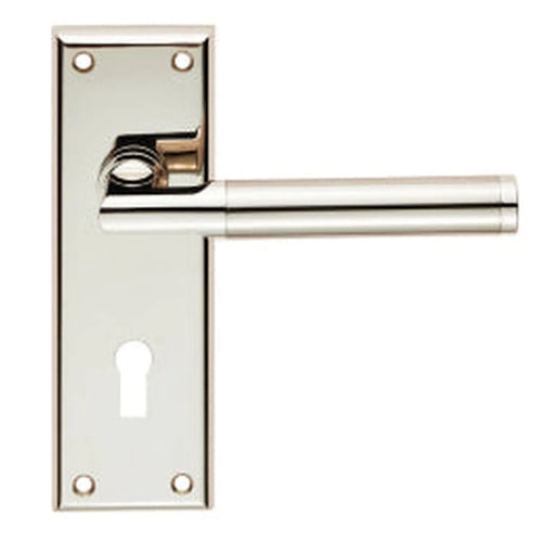 Sessanta Lever On Face-Fix Backplate - Lock 57Mm - Polished Nickel/Satin Nickel