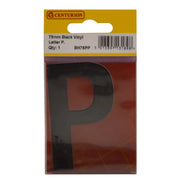 75mm Black Helvetica Bold Condensed Style Vinyl Letter P - Pack of 10