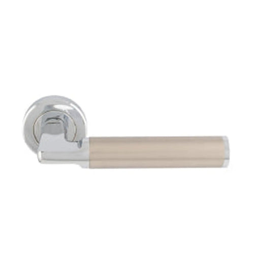 Cendio Lever On Sprung Screw-On Round Rose - Polished Chrome/Satin Nickel