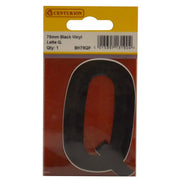 75mm Black Helvetica Bold Condensed Style Vinyl Letter Q - Pack of 10