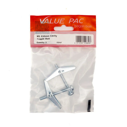M5 x 50mm ZP Cavity Toggle Bolt (Pack of 2) - Pack of 10