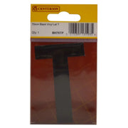 75mm Black Helvetica Bold Condensed Style Vinyl Letter T - Pack of 10