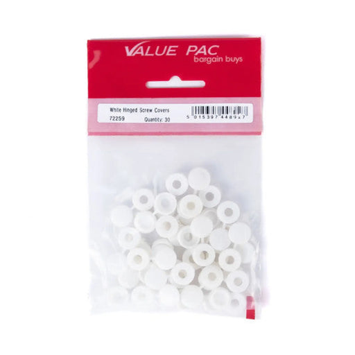 White Hinged Screw Covers (Pack of 30) - Pack of 10