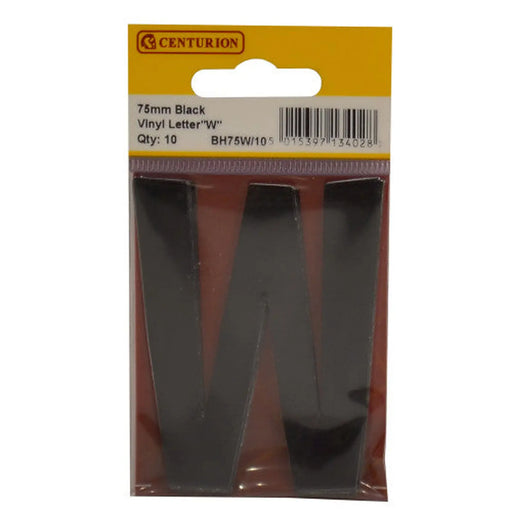 75mm Black Helvetica Bold Condensed Style Vinyl Letter W   (Pack of 10) - Min Order 2