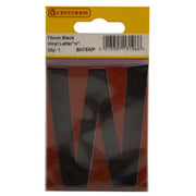 75mm Black Helvetica Bold Condensed Style Vinyl Letter W - Pack of 10