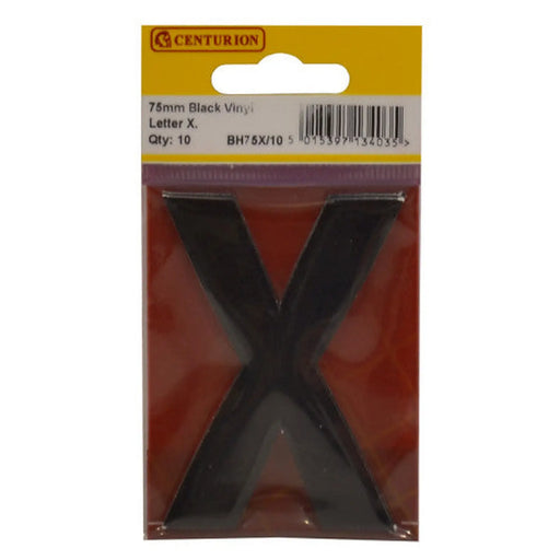 75mm Black Helvetica Bold Condensed Style Vinyl Letter X   (Pack of 10) - Min Order 2