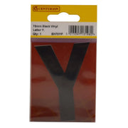 75mm Black Helvetica Bold Condensed Style Vinyl Letter Y - Pack of 10