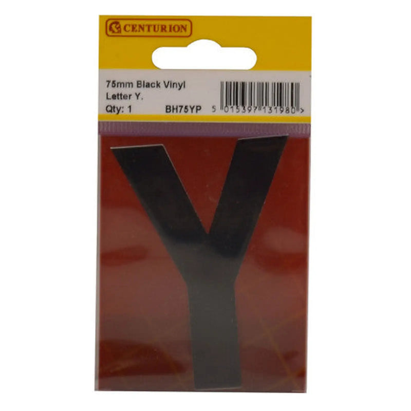 75mm Black Helvetica Bold Condensed Style Vinyl Letter Y - Pack of 10