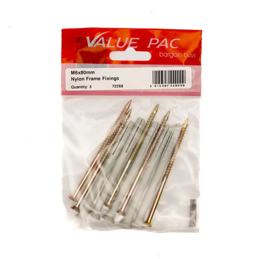 M6 x 80mm Hammer In Frame Fixings 5pk - Pack of 10