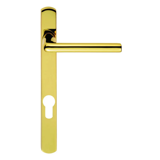 Serozzetta Rosa Lever On Narrow Plate - Lock Euro Profile 92Mm C/C - Stainless Brass 220MM x 26MM