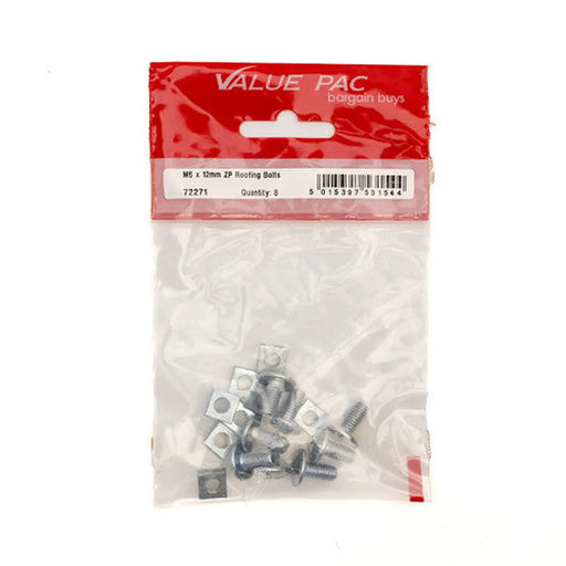 M6 x 12mm ZP Roofing Bolts (Pack of 8) - Pack of 10