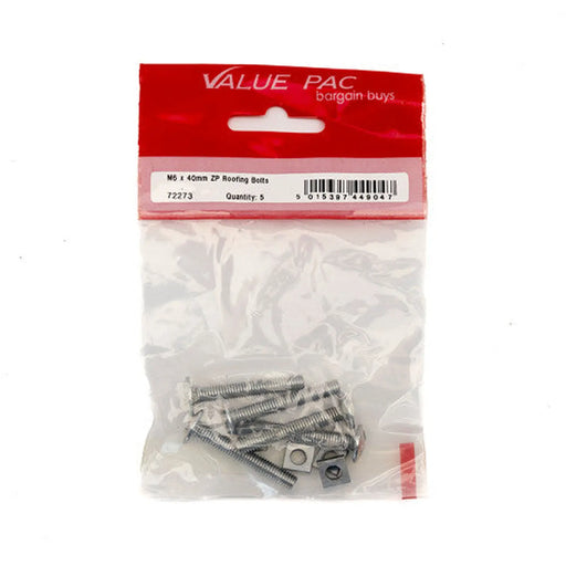M6 x 40mm ZP Roofing Bolts (Pack of 5) - Pack of 10