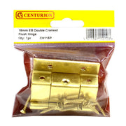 Double Cranked Steel Flush Hinges, Electro Brassed, 60mm x 16mm - Pack of 5