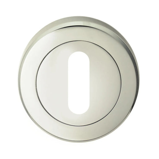 Escutcheon - Lock Profile - Screw-On Round Rose - Retail Pack - Polished Nickel