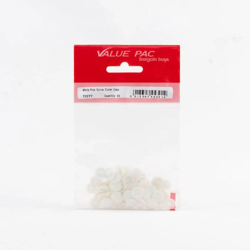 White Pozi Screw Cover Caps (Pack of 50) - Pack of 10