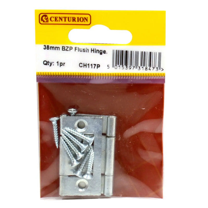 38mm BZP Flush Hinges (1 pair) - Pack of 5
