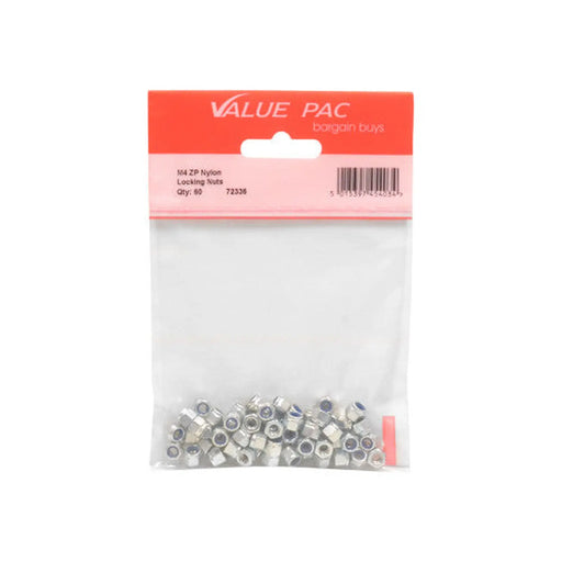M4 ZP Nylon Locking Nuts 40pk - Pack of 10