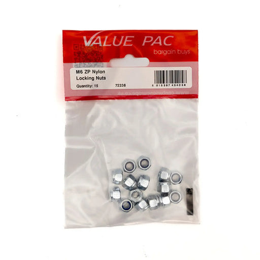 M6 ZP Nylon Locking Nuts (Pack of 15) - Pack of 10