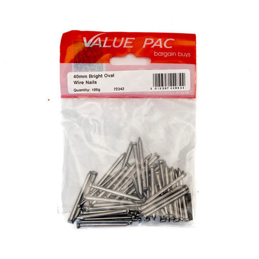 40mm Oval Wire Nails - (100g Pack) - Pack of 10