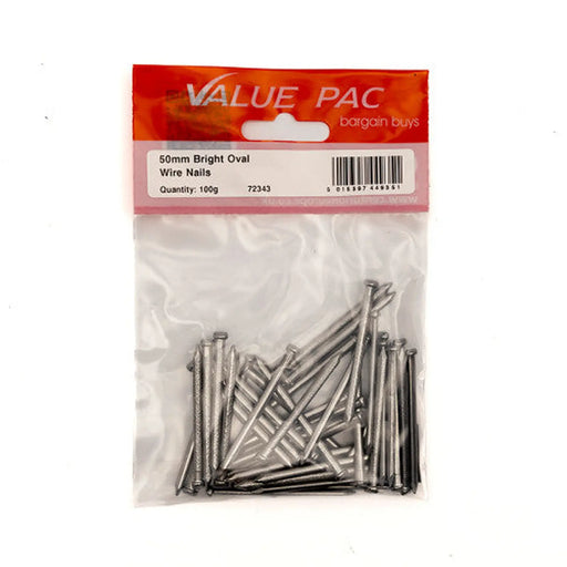 50mm Oval Wire Nails - (100g Pack) - Pack of 10