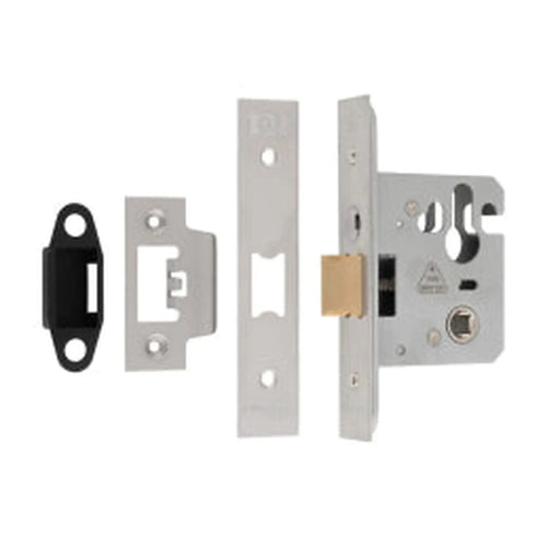 68Mm Mortice Nightlatch - Euro - Square - Satin Stainless Steel