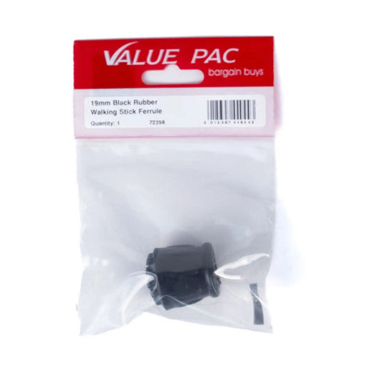 19mm Black Rubber Walking Stick Ferrule - Pack of 10