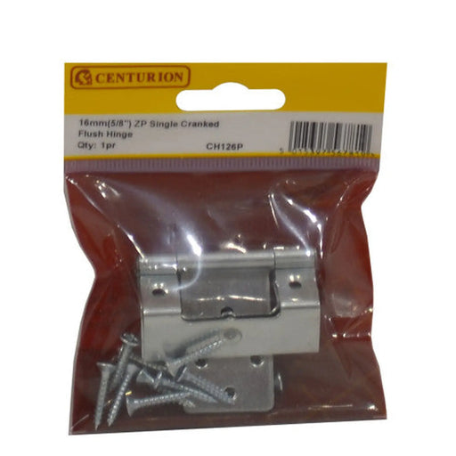 Single Cranked Steel Flush Hinges, Zinc Plated, 51mm x 16mm - Pack of 5