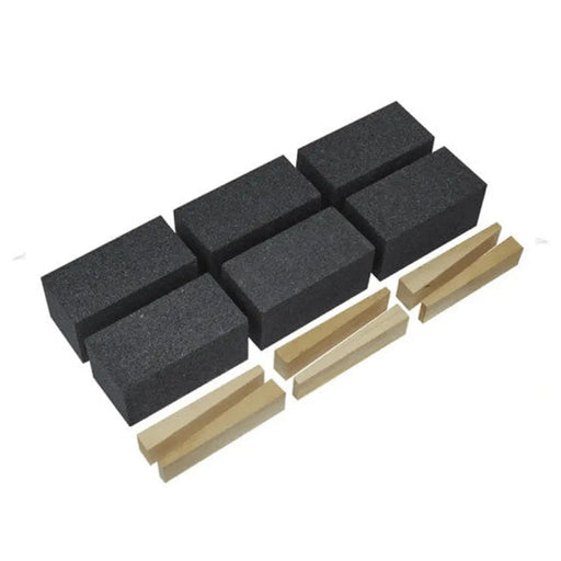 6 X 60G CARBORUNDUM FLOOR GRINDING BLOCK / 6 X WOODEN W