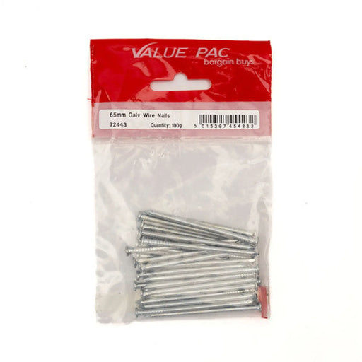 65mm Galv Wire Nails 100g - Pack of 10