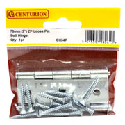 75mm ZP Loose Pin Steel Butt Hinges  (1 pair) - Pack of 5