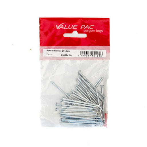 50mm Galv.Round Wire Nails 100g - Pack of 10