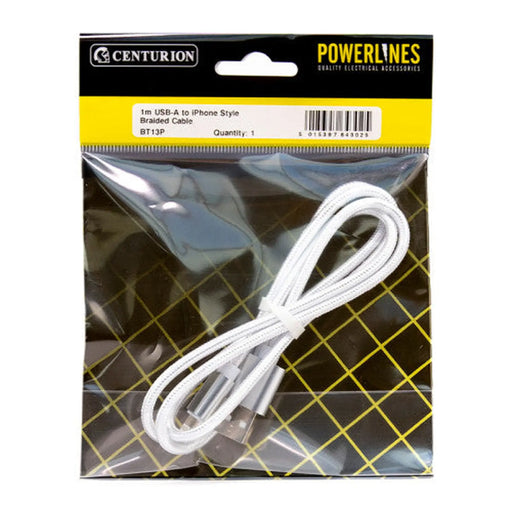 1M USB-A to iPhone Style Braided Cable - Pack of 3