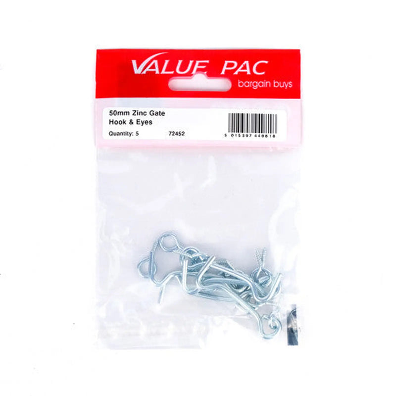 50mm (2") ZP Gate Hook & Eyes (Pack of 5) - Pack of 10