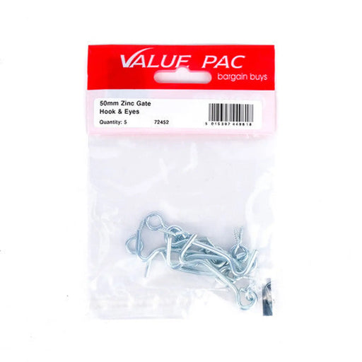 50mm (2") ZP Gate Hook & Eyes (Pack of 5) - Pack of 10