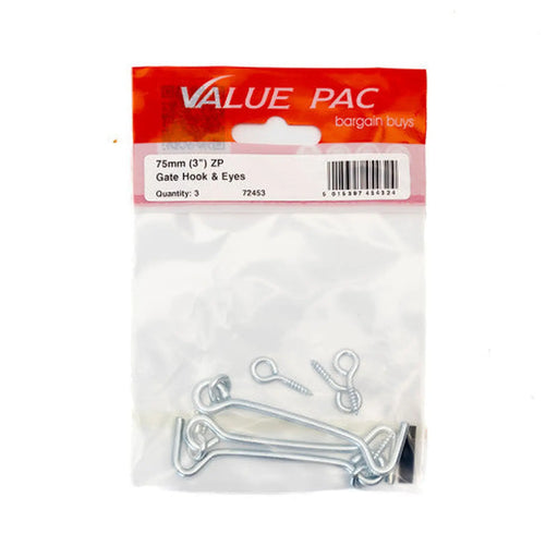 75mm (3") ZP Gate Hook & Eyes (Pack of 3) - Pack of 10
