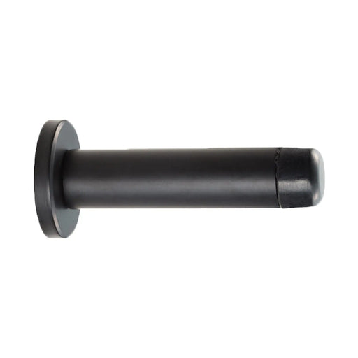 72 X 32Mm Wall Mounted Doorstop On Rose - Concealed Fix - Matt Black