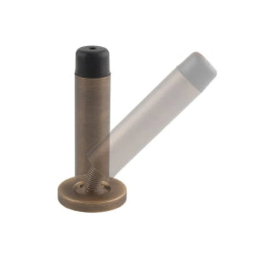 70 X 32Mm Sprung Wall Mounted Doorstop On Rose - Concealed Fix - Antique Brass