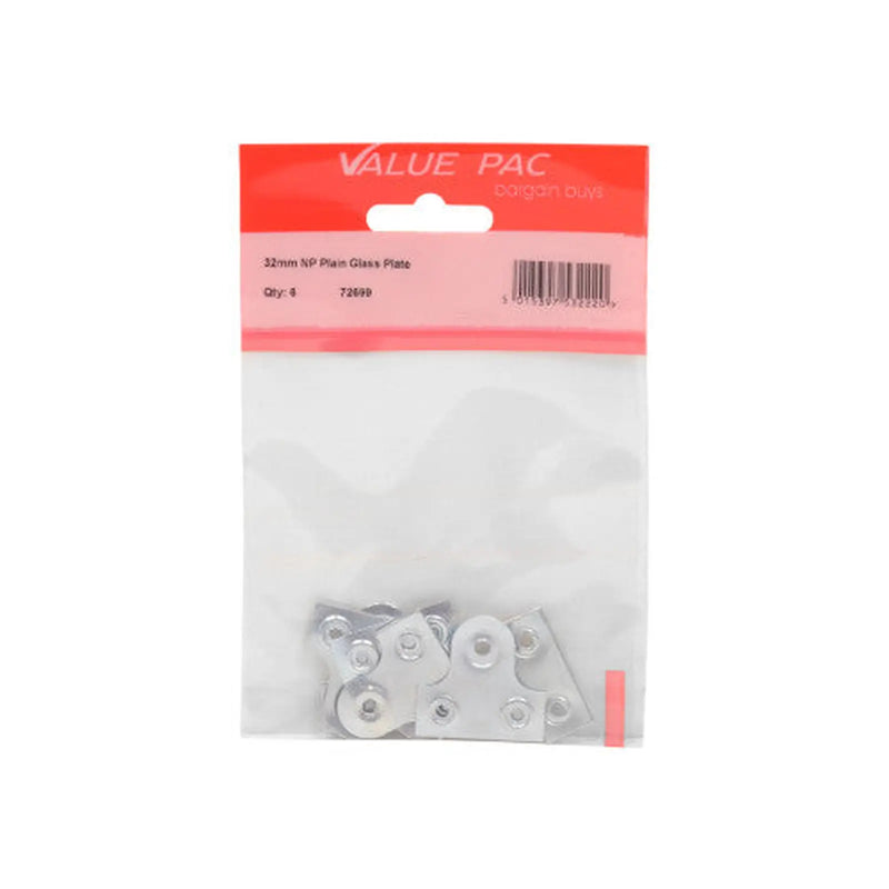 32mm NP Plain Glass Plate 6pk - Pack of 10
