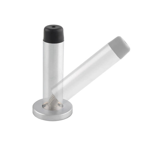 70 X 32Mm Sprung Wall Mounted Doorstop On Rose - Concealed Fix - Satin Chrome