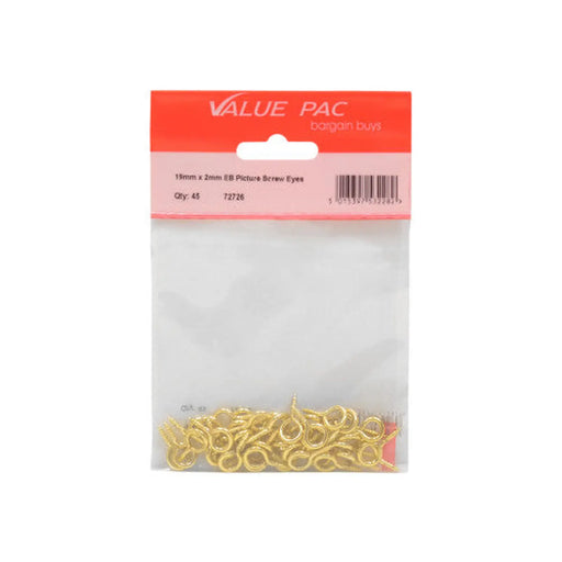 19mm x 2mm EB Picture Screw Eyes 40pk - Pack of 10
