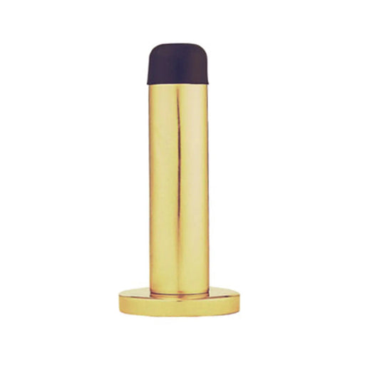 Wall Mounted Cylinder Doorstop With Rose - Polished Brass 76MM