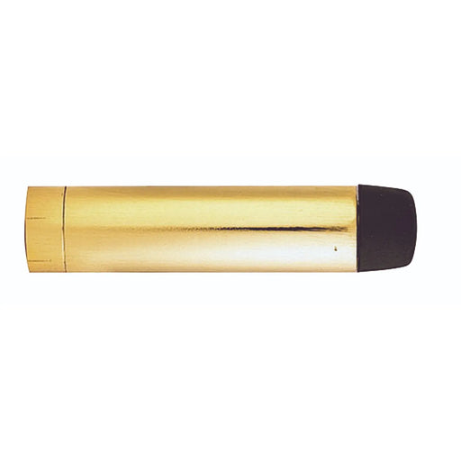 Wall Mounted Cylinder Doorstop - Polished Brass 64MM