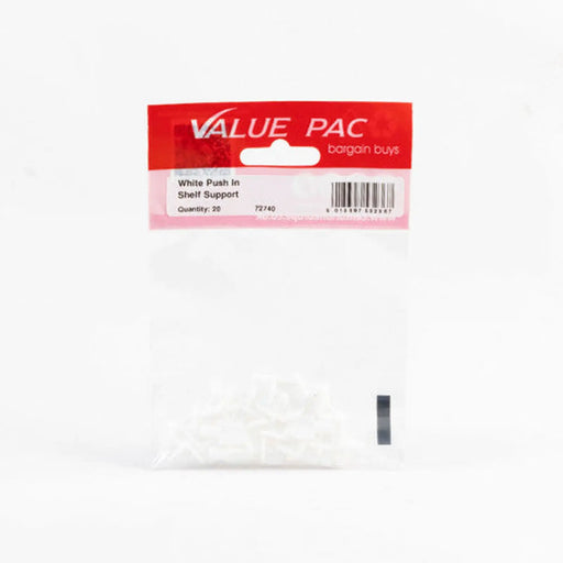White Push In Shelf Support 20pk - Pack of 10