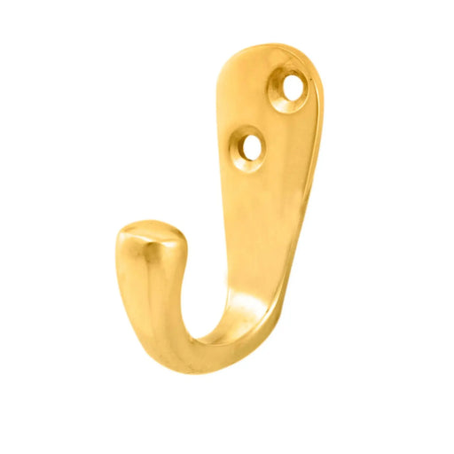 Victorian Single Robe Hook - Polished Brass 45MM